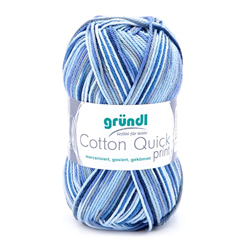 Gründl Cotton Quick Print Strickgarn / Häkelgarn (farbenfrohes Garn aus 100% Baumwolle, OEKO-TEX zertifiziert, 50 g / 125 m, Nadelstärke: 3 - 4, 1 x 50 g), Blau-Marine-Grau-Mix Color Gründl Cotton Quick Print Strickgarn / Häkelgarn (farbenfrohes Garn aus 100% Baumwolle, OEKO-TEX zertifiziert, 50 g / 125 m, Nadelstärke: 3 - 4, 1 x 50 g), Blau-Marine-Grau-Mix Color von Gründl