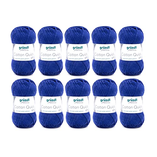 Gründl Wolle Cotton Quick uni - dünne Wolle zum Häkeln - Strickgarn - Häkelgarn - Glänzend und hautfreundlich - 100% Baumwolle - 10 Knäuel 50 g / 125 m - Nadelstärke 3-4 - Marineblau Gründl Wolle Cotton Quick uni - dünne Wolle zum Häkeln - Strickgarn - Häkelgarn - Glänzend und hautfreundlich - 100% Baumwolle - 10 Knäuel 50 g / 125 m - Nadelstärke 3-4 - Marineblau von Gründl