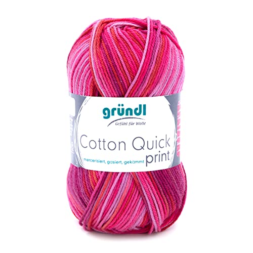 Gründl Cotton Quick print Garn, Beige-Blau-Grau-Mix Color, Ca. 125 m von Gründl