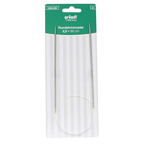 Gründl Feinstricknadel Rundstricknadel Aluminium Länge 80 cm Stärke 2,5 mm von Gründl
