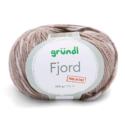 Gründl Wolle Fjord Made in Italy(52% Schurwolle Merino superwash, 48% Microfaser,100 g/125 m, Nadelstärke: 5 mm – 6 mm), grau-graubraun von Gründl