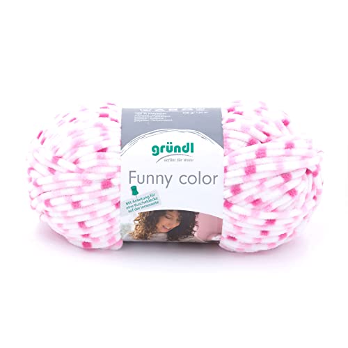 Gründl Funny color (Samtartiges Chenille Strick- & Häkelgarn aus 100 % Polyester, 100 g / 120 m, Nadelstärke: 5 - 6, 1 x 100 g), Fuchsia pink colour von Gründl