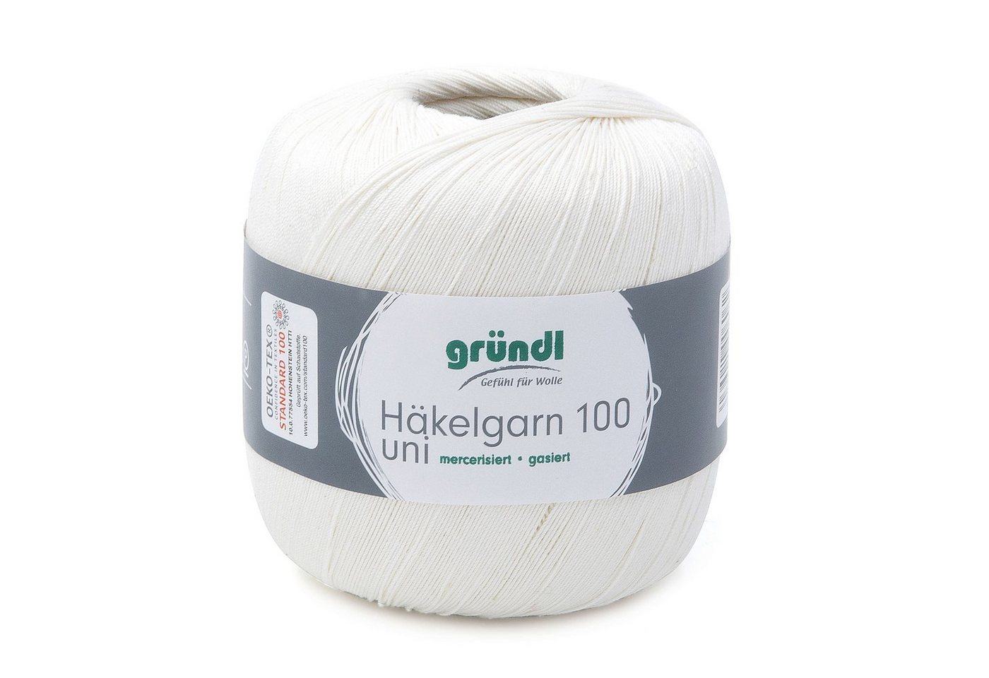 Gründl Häkelgarn 100, Baumwolle dünn zum Häkeln Handarbeiten DIY, 100g Häkelwolle, 566,00 m (Baumwollgarn, Filethäkelgarn), 60° waschbar von Gründl