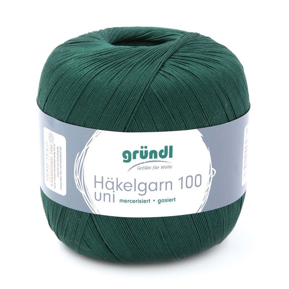 Gründl Häkelgarn 100, Baumwolle dünn zum Häkeln Handarbeiten DIY, 100g Häkelwolle, 566,00 m (Baumwollgarn, Filethäkelgarn), 60° waschbar von Gründl