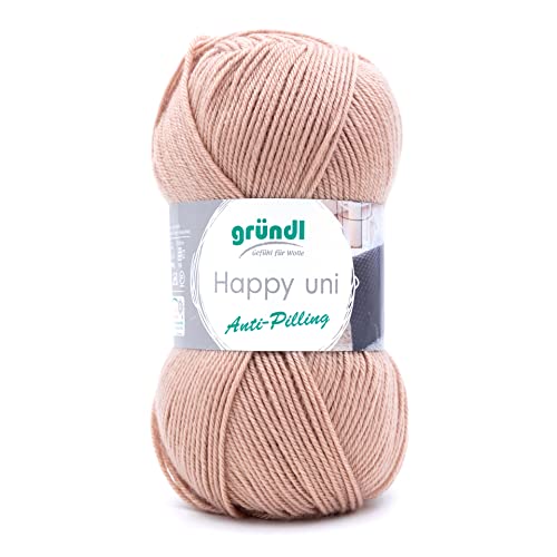Gründl Wolle Happy Uni Handstrickgarn 1 x 100 g Sand 1 Knäuel von Gründl