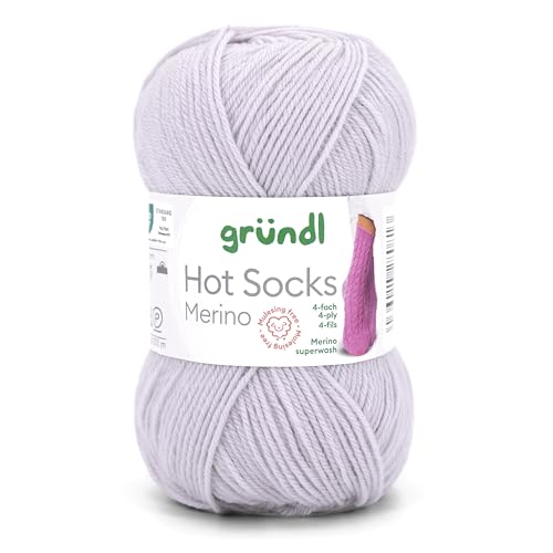 Gründl Hots Socks Merino uni, 4-fädige Sockenwolle, 50 g /200m,75% Schurwolle (Merino, superwash), 25% Polyamid,mulesing frei, Öko-tex Standard, (11 hellgrau) von Gründl