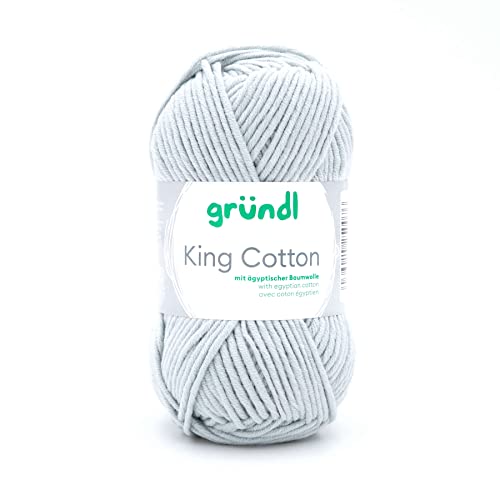 Gründl King Cotton (weiches und voluminöses Strick- und Häkelgarn aus 55% Polyacryl & 45% Baumwolle, 50 g / 78 m, Nadelstärke: 6-7, 1 x 50 g), Hellgrau von Gründl