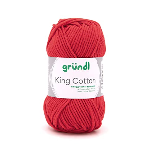 Gründl King Cotton (weiches und voluminöses Strick- und Häkelgarn aus 55% Polyacryl & 45% Baumwolle, 50 g / 78 m, Nadelstärke: 6-7, 1 x 50 g), Rot von Gründl