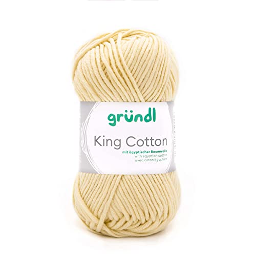 Gründl King Cotton (weiches und voluminöses Strick- und Häkelgarn aus 55% Polyacryl & 45% Baumwolle, 50 g / 78 m, Nadelstärke: 6-7, 1 x 50 g), Vanilla von Gründl