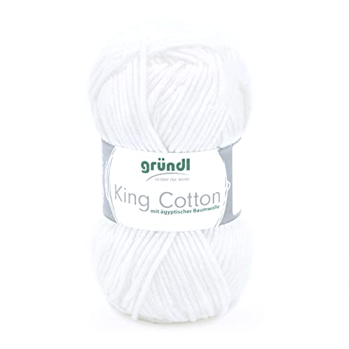 Gründl King Cotton (weiches und voluminöses Strick- und Häkelgarn aus 55% Polyacryl & 45% Baumwolle, 50 g / 78 m, Nadelstärke: 6-7, 1 x 50 g), Weiß von Gründl