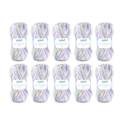 Gründl Wolle Lisa Premium color - Garn zum Stricken mit Farbverlauf - Strickgarn - Häkelgarn - Weich und hautfreundlich - 100 % Polyacryl 10 Knäuel 50 g / 133 m -Nadelstärke 3,5-4,5 - grün-Flieder Gründl Wolle Lisa Premium color - Garn zum Stricken mit Farbverlauf - Strickgarn - Häkelgarn - Weich und hautfreundlich - 100 % Polyacryl 10 Knäuel 50 g / 133 m -Nadelstärke 3,5-4,5 - grün-Flieder von Gründl