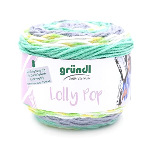 Gründl Lolly Pop Häkel- und Strickgarn (Wollähnliches und waschbares Universalgarn 100 % Polyacryl, Nadelstärke: 5 - 6) 1 x 150g, zitrone-limette-zinn-weiß color von Gründl