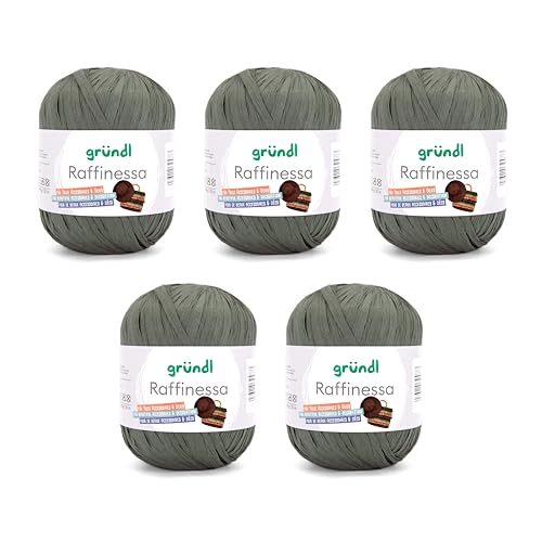 Gründl Raffinessa - Papiergarn - Raffiabast - Papierschnur aus 100% Viskose zum Korbflechten - 5 x 100 g / 120 m - Tannengrün von Gründl