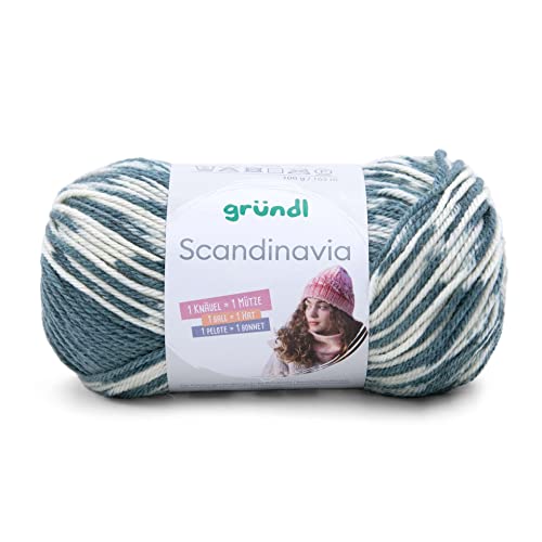 Gründl Scandinavia, Norwegermuster direkt aus dem Knäuel, 100g/165 m,70% Polyacryl/30% Wolle,NS 4-5 (07 blau-lichtgrau-natur) von Gründl