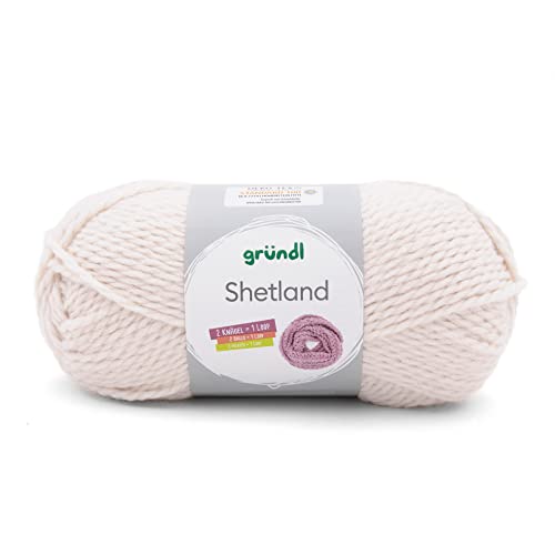 Gründl Shetland Wolle (modisches und weiches Strickgarn aus 80% Polyacryl und 20% Wolle, 100 g / 170 m, Nadelstärke: 7-8, 1 x 100 g), Creme Melange von Gründl