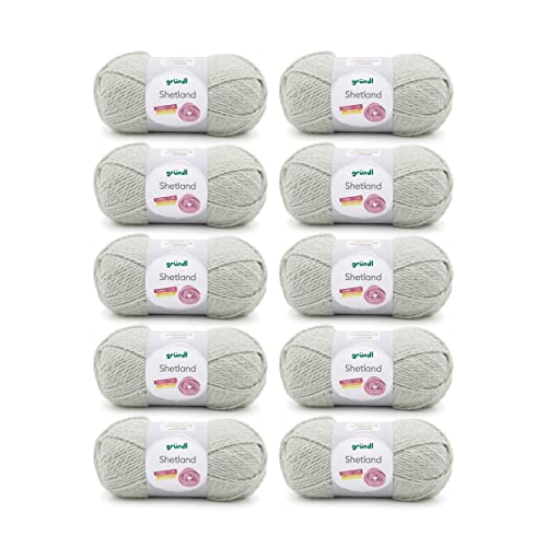 Gründl Wolle Shetland - Dicke Wolle zum Häkeln und Stricken - Winterwolle - Weich und wärmend - 80 % Polyacryl, 20 % Wolle - 10 Knäuel 100 g / 170 m - Nadelstärke 7-8 - Moos Melange von Gründl