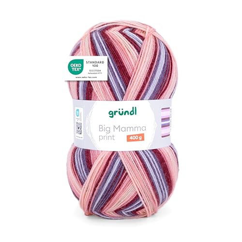Gründl Wolle Big Mamma Print - XXL Wolle zum Stricken mit Farbverlauf - Weich und hautfreundlich - 100% Polyacryl - 1 Knäuel 400 g / 1040 m - Nadelstärke 3,5-4,5 - lachs-kirsche-mauve-hellblau Gründl Wolle Big Mamma Print - XXL Wolle zum Stricken mit Farbverlauf - Weich und hautfreundlich - 100% Polyacryl - 1 Knäuel 400 g / 1040 m - Nadelstärke 3,5-4,5 - lachs-kirsche-mauve-hellblau von Gründl
