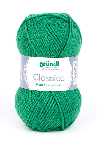 Gründl Wolle Classico, Merino superwash,50 gr. tolle Farben zum Stricken u. Häkeln, (17 blattgrün) von Gründl
