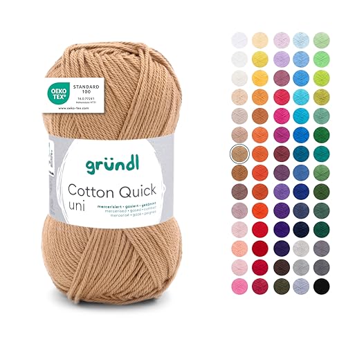Gründl Wolle Cotton Quick uni - dünne Wolle zum Häkeln - Strickgarn - Häkelgarn - Glänzend und hautfreundlich - 100% Baumwolle - 1 Knäuel 50 g / 125 m - Nadelstärke 3-4 - messing Gründl Wolle Cotton Quick uni - dünne Wolle zum Häkeln - Strickgarn - Häkelgarn - Glänzend und hautfreundlich - 100% Baumwolle - 1 Knäuel 50 g / 125 m - Nadelstärke 3-4 - messing von Gründl