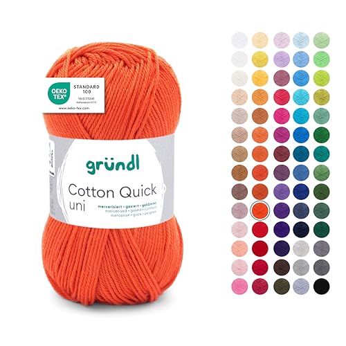 Gründl Wolle Cotton Quick uni - dünne Wolle zum Häkeln - Strickgarn - Häkelgarn - Glänzend und hautfreundlich - 100% Baumwolle - 1 Knäuel 50 g / 125 m - Nadelstärke 3-4 - signalrot Gründl Wolle Cotton Quick uni - dünne Wolle zum Häkeln - Strickgarn - Häkelgarn - Glänzend und hautfreundlich - 100% Baumwolle - 1 Knäuel 50 g / 125 m - Nadelstärke 3-4 - signalrot von Gründl