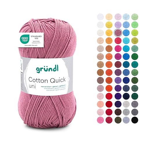 Gründl Wolle Cotton Quick uni - dünne Wolle zum Häkeln - Strickgarn - Häkelgarn - Glänzend und hautfreundlich - 100% Baumwolle - 1 Knäuel 50 g / 125 m - Nadelstärke 3-4 - altrosa Gründl Wolle Cotton Quick uni - dünne Wolle zum Häkeln - Strickgarn - Häkelgarn - Glänzend und hautfreundlich - 100% Baumwolle - 1 Knäuel 50 g / 125 m - Nadelstärke 3-4 - altrosa von Gründl