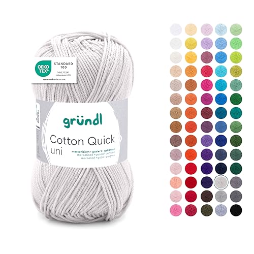 Gründl Wolle Cotton Quick uni - dünne Wolle zum Häkeln - Strickgarn - Häkelgarn - Glänzend und hautfreundlich - 100% Baumwolle - 1 Knäuel 50 g / 125 m - Nadelstärke 3-4 - lichtgrau Gründl Wolle Cotton Quick uni - dünne Wolle zum Häkeln - Strickgarn - Häkelgarn - Glänzend und hautfreundlich - 100% Baumwolle - 1 Knäuel 50 g / 125 m - Nadelstärke 3-4 - lichtgrau von Gründl