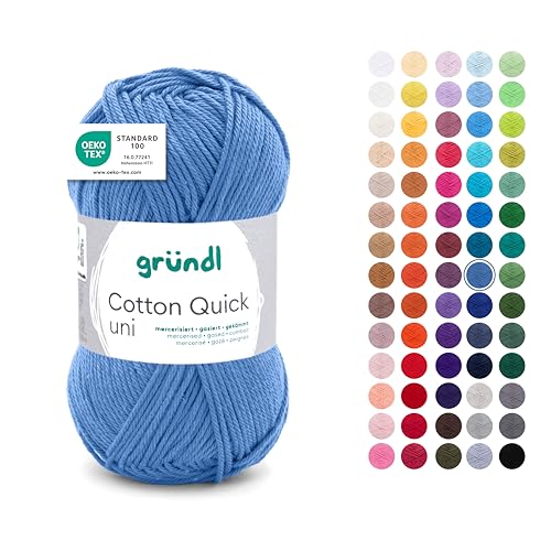 Gründl Wolle Cotton Quick uni - dünne Wolle zum Häkeln - Strickgarn - Häkelgarn - Glänzend und hautfreundlich - 100% Baumwolle - 1 Knäuel 50 g / 125 m - Nadelstärke 3-4 - ozean Gründl Wolle Cotton Quick uni - dünne Wolle zum Häkeln - Strickgarn - Häkelgarn - Glänzend und hautfreundlich - 100% Baumwolle - 1 Knäuel 50 g / 125 m - Nadelstärke 3-4 - ozean von Gründl