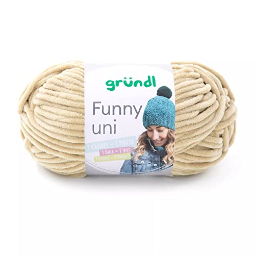 Gründl Wolle Funny uni - weiche Chenille Wolle zum Häkeln - Kuschelig und hautfreundlich - 100% Polyester - 1 Knäuel 100 g / 120 m - Nadelstärke 5-6 - beige Gründl Wolle Funny uni - weiche Chenille Wolle zum Häkeln - Kuschelig und hautfreundlich - 100% Polyester - 1 Knäuel 100 g / 120 m - Nadelstärke 5-6 - beige von Gründl