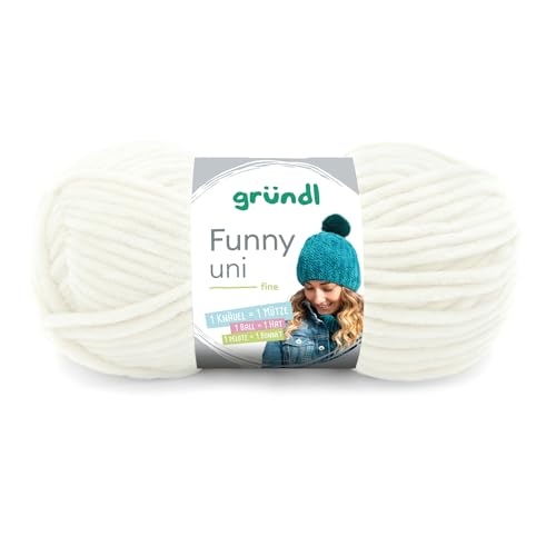 Gründl Wolle Funny uni - weiche Chenille Wolle zum Häkeln - Kuschelig und hautfreundlich - 100% Polyester - 1 Knäuel 100 g / 120 m - Nadelstärke 5-6 - creme Gründl Wolle Funny uni - weiche Chenille Wolle zum Häkeln - Kuschelig und hautfreundlich - 100% Polyester - 1 Knäuel 100 g / 120 m - Nadelstärke 5-6 - creme von Gründl