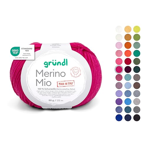 Gründl Wolle Merino Mio - weiche Merinowolle zum Stricken und Häkeln - Kuschelig und hautfreundliche - 100% Schurwolle (Merino extrafein) - 1 Knäuel - 50 g / 125 m - Nadelstärke 3-4 - malve von Gründl