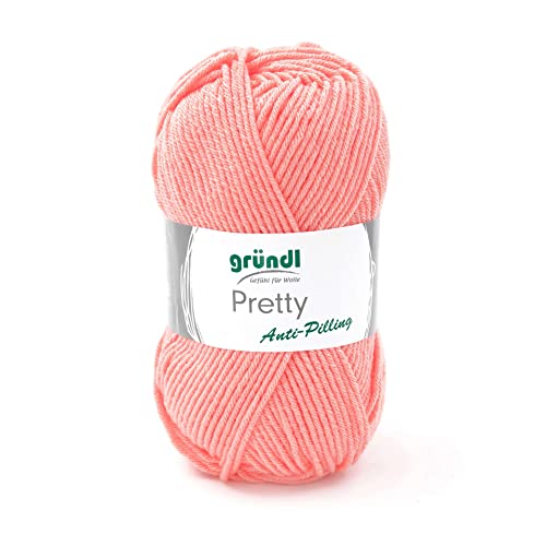 Gründl Wolle Pretty, 100g/166 m, Allroundgarn zum Häkeln und Stricken,100% Polyacryl,NS 5-6,wollartiger Charakter,weich u. pflegeleicht,Anti Pilling, (03 koralle) von Gründl