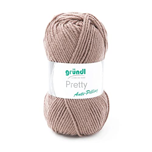 Gründl Wolle Pretty, 100g/166 m, Allroundgarn zum Häkeln und Stricken,100% Polyacryl,NS 5-6,wollartiger Charakter,weich u. pflegeleicht,Anti Pilling, (05 taupe) von Gründl