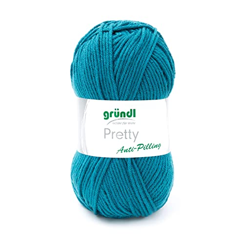 Gründl Wolle Pretty, 100g/166 m, Allroundgarn zum Häkeln und Stricken,100% Polyacryl,NS 5-6,wollartiger Charakter,weich u. pflegeleicht,Anti Pilling, (10 petrol) von Gründl