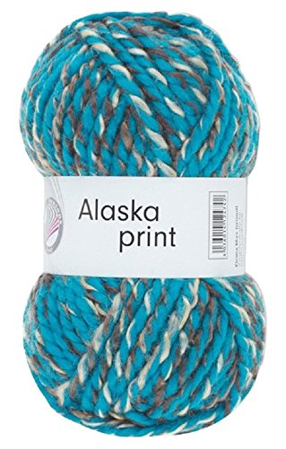 Grundl Alaska Print Wolle, 80% Polyacryl / 20% Wolle Farbe 05 Blau Silber Grau von Gründl
