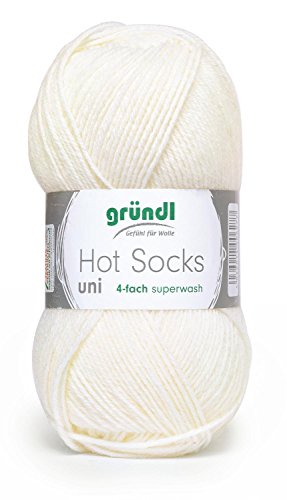 Grundl Strumpfwolle Hot Socks Uni 50, 50g, Fb. 01, Grundl Strumpfwolle Hot Socks Uni 50, 50g, Fb. 01, von Gründl