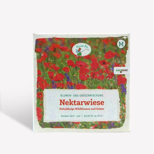 Blumensamen Nektarwiese 300 g - Bienenweide Saatgut Mehrjährig - Blumenwiese Samen Blühmischung - Mischung Premium Bienen Saatgut mit 28 Sorten Wildblumen - Wildblumenwiese Samen Schmetterlingswiese von Grüne Fee