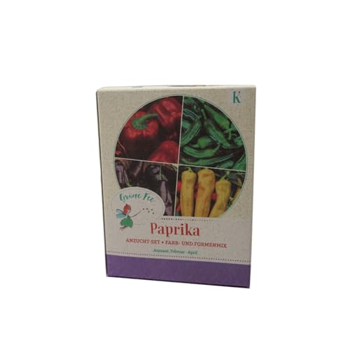 Grüne Fee - Paprika-Anzucht-Set 4 x Saatgut Anzuchtbecher Kokosquelltabletten und Holzsteckern zum Beschriften Yolo Wonder Padron Sweet Chocolate Sweet Banana Samen - 18215 von Grüne Fee