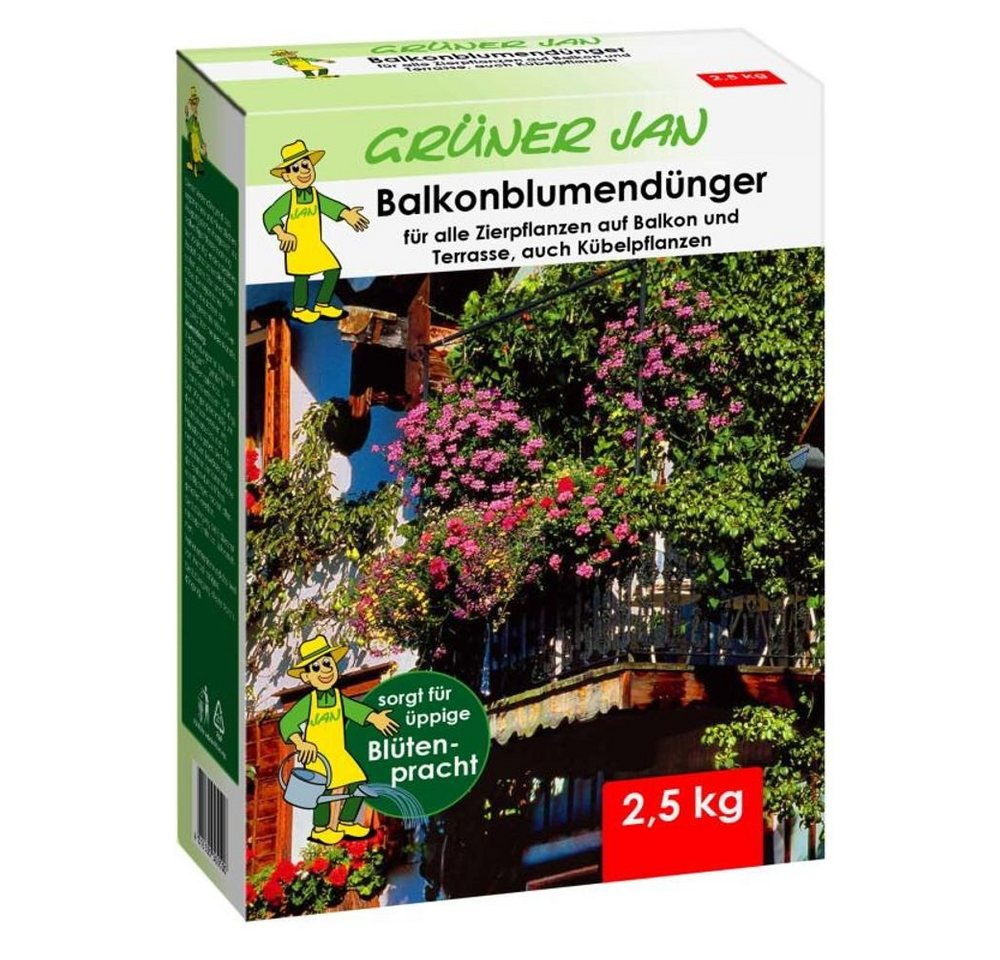 Grüner Jan Pflanzendünger 7x 2,5 kg Balkonblumendünger Zierf- & Kübelpflanzen, für reiche Blüten von Grüner Jan