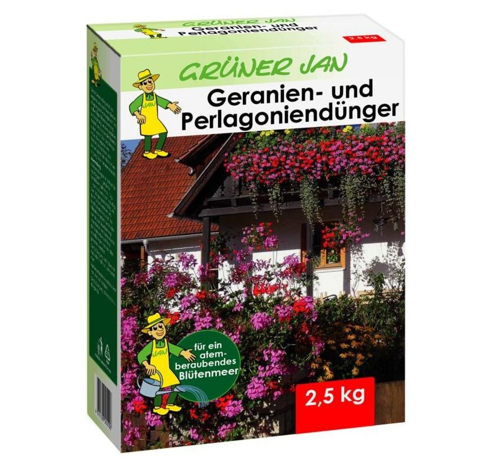 Grüner Jan Pflanzendünger 7x 2,5kg Grüner Jan Geranien- und Pelargoniendünger Zierpflanzen Blume von Grüner Jan
