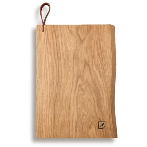 Grünschloss Schneidebrett Holz Eiche Massiv 40x24 cm - Schneidebrett groß 3cm Stark mit Leder Aufhänger - Einzigartig rustikale Holz Servierplatte Küche Holzbrett – Massives Küchenbrett rutschfest Grünschloss Schneidebrett Holz Eiche Massiv 40x24 cm - Schneidebrett groß 3cm Stark mit Leder Aufhänger - Einzigartig rustikale Holz Servierplatte Küche Holzbrett – Massives Küchenbrett rutschfest von Grünschloss