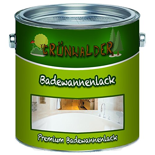 Grünwalder Badewannenlack Badezimmerfarbe Badewannenbeschichtung 2K Speziallack SET Decklack + Grundierung Weiss Grau Beige Schwarz (2,5 L, Weiß) von Grünwalder