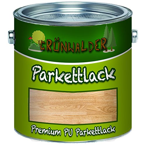 Grünwalder PREMIUM farbloser PARKETTLACK glänzend seidenmatt Holzversiegelung Trppenlack Parkettpflege Parkettöl (5 L, Seidenmatt) von Grünwalder