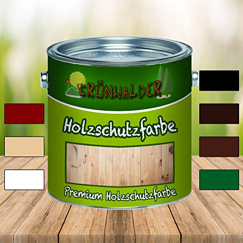 Grünwalder Wetterschutzfarbe premium Holzschutzfarbe hochdeckende Holz-Farbe (1 L, Grün) von Grünwalder