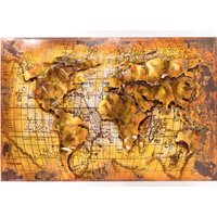 Metallbild Weltkarte ; 3D-Optik; Handgemacht; Gemälde 120cm X80cm von GruenzimmerGmbH
