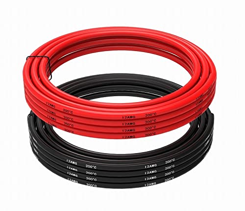 Gruiqrd 12 Gauge Silikon Draht 9,8 Fuß schwarz und 9,8 Fuß Rot weich und flexibel, niedrige Impedanz, 12 AWG Silikon Draht 680 Litzen von 0,08 mm Kupferdraht für RC - Auto, Drohne, Flugzeugbatterie von Gruiqrd