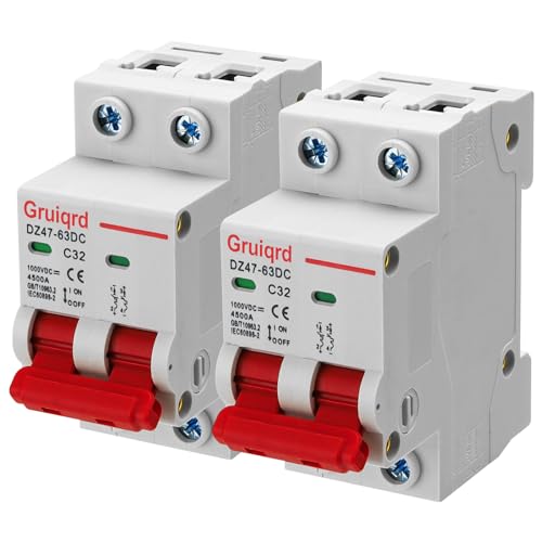 2 Stück Pv Sicherungsautomat DC 1000V 32A 2 Polig DZ47-C32 Solar Leitungsschutzschalter Trennschalter Schutzluftschalter Schutzschalter für Photovoltaik-Systeme 2 Stück Pv Sicherungsautomat DC 1000V 32A 2 Polig DZ47-C32 Solar Leitungsschutzschalter Trennschalter Schutzluftschalter Schutzschalter für Photovoltaik-Systeme von Gruiqrd