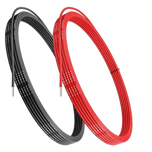 Gruiqrd 22 AWG 0,32mm² Silikon Elektrischer Draht Kabel anschließen 5 Meters [2,5 Meter schwarz, 2,5 Meter rot] Weich und flexibel, niedrige Impedanz, 60 Litzen von 0,08 mm Kupferdraht für Heimwerker von Gruiqrd