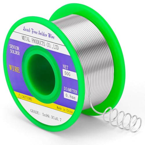 Gruiqrd Lötdraht 0.8mm Bleifreier, Entkernt Lötzinn Kolophonium Niedrigschmelzender Kern Sn99,3 Cu0,7 Lötdraht Bleibedrahtet (50g) von Gruiqrd