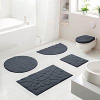 Grund Badematte "Ashtar, Badvorleger, Badezimmer Teppich, 3D-Design", rutschhemmend beschichtet, schnell trocknend, Hoch-Tief-Design mit organischer Steinoptik, Made in Europe von Grund