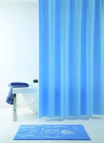 Grund Duschvorhang Anti-Schimmel, Wasserdicht Vorhang an Badewanne, Soft Vinyl, Allura, Duschvorhang 20x200 cm, blau von Grund